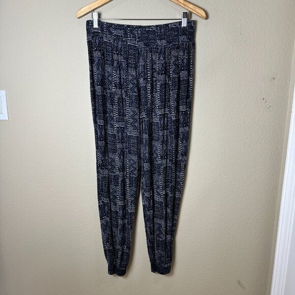 H&M Basic Line Boho Print Navy SOft Knit Joggers Size Large - Picture 2 of 9